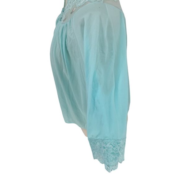 Vintage 70s NWT Sz M Shadowline Lace Trim Short Boudoir Jacket Robins Egg Blue - Picture 3 of 7